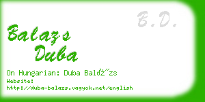 balazs duba business card